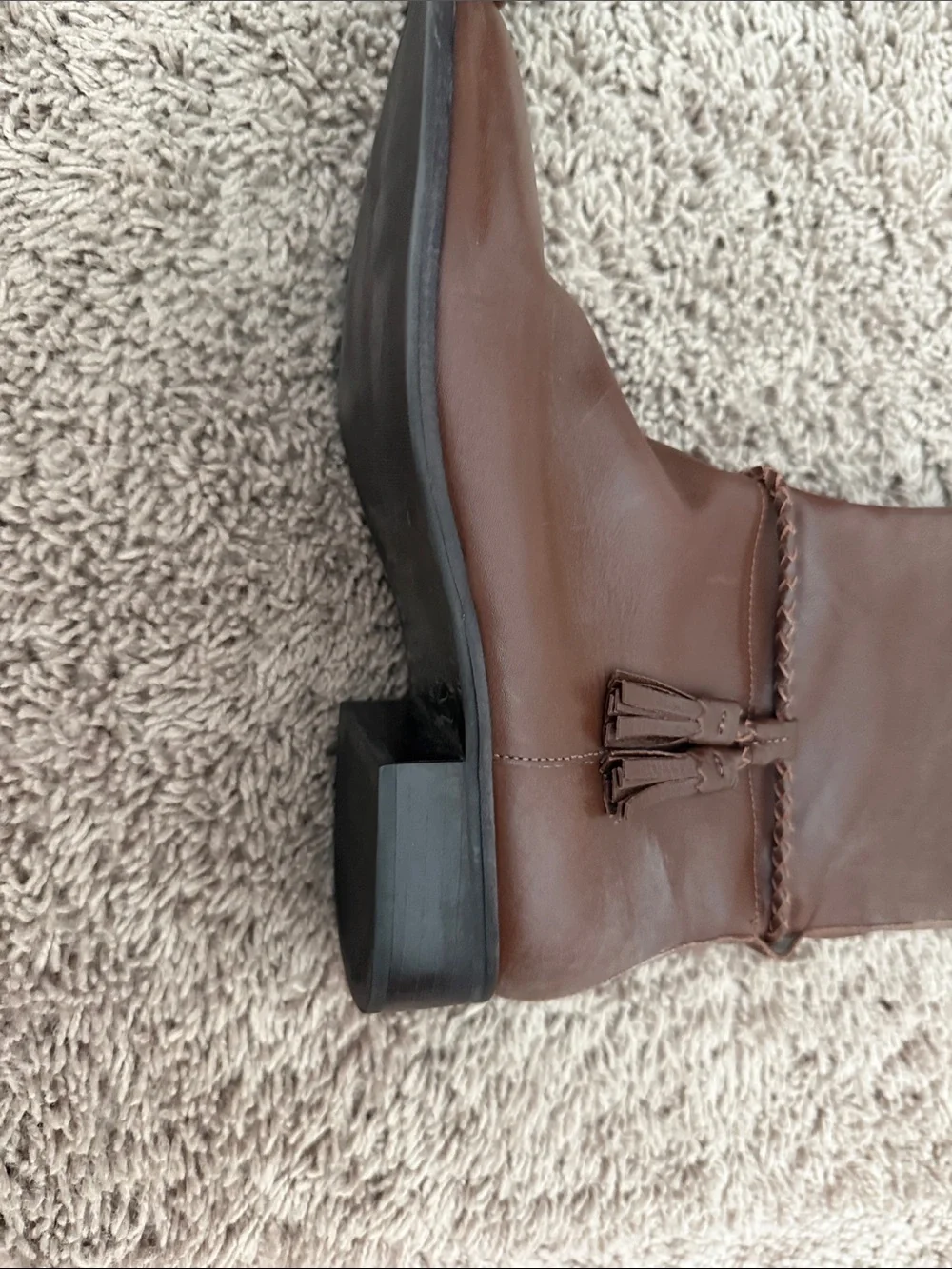 Talbots Brown Leather Over-the-Knee Boots with Chain Accent